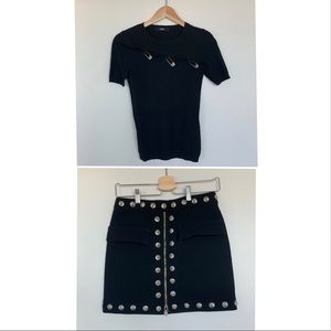 Versus black top + skirt outfit